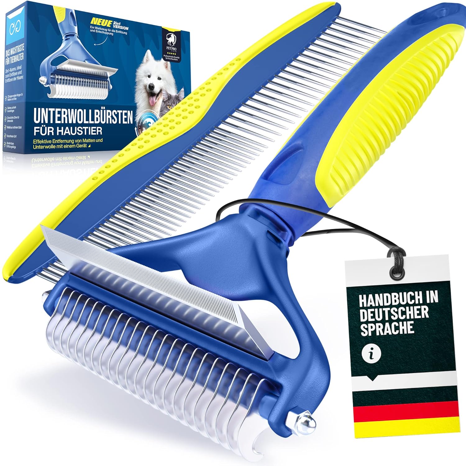 PETPROVED 2-in-1 Fellbürste / Unterfellbürste (Hund & Katze)