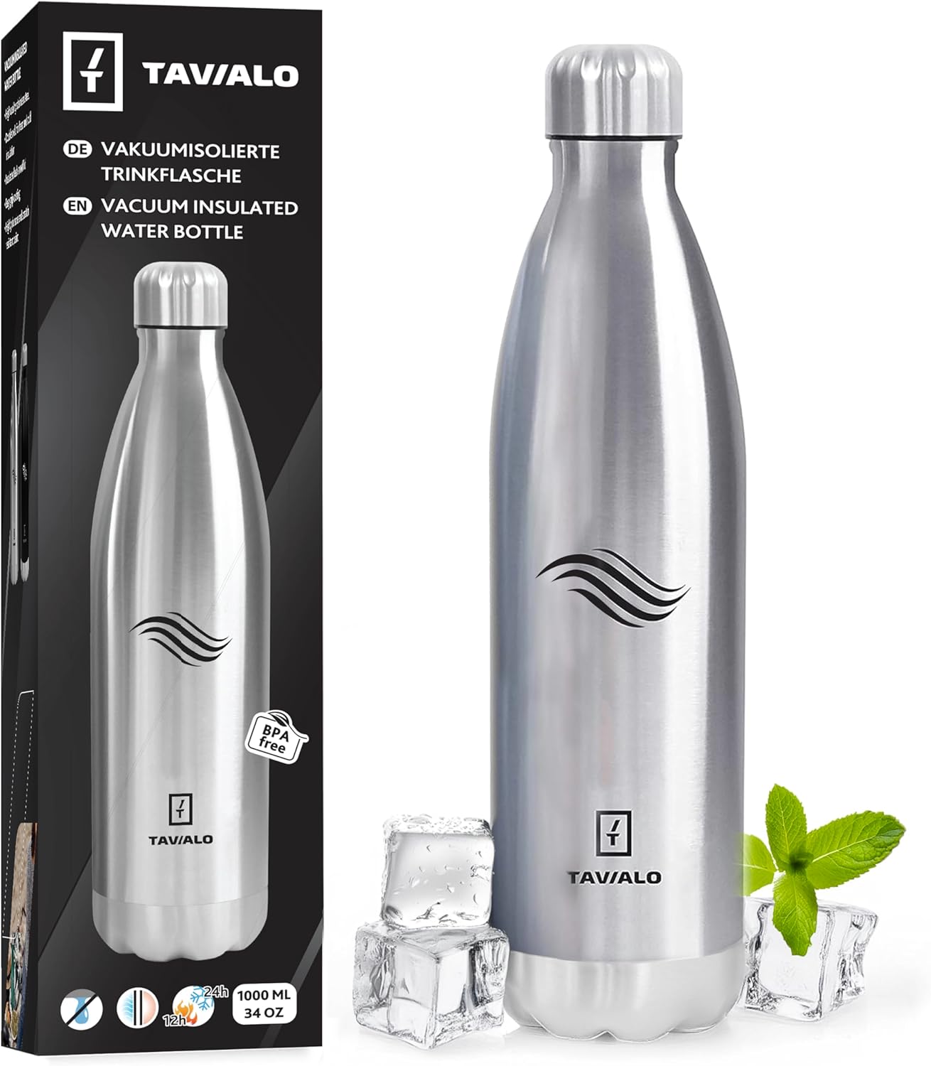 TAVIALO Edelstahl-Isolierflasche (Vakuum, Thermos)